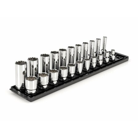 TEKTON 1/2 Inch Drive 12-Point Socket Set with Rails, 22-Piece (3/8-1 in.) SHD92210